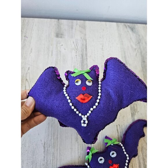 Shabby Chic plush girl bat queen Halloween luau necklace glitter rhinestone deco - Picture 7 of 11